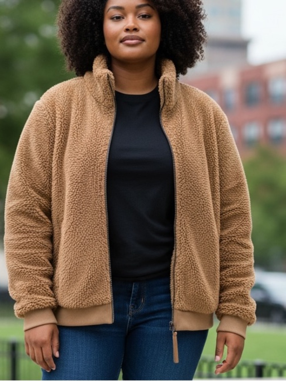 Free Country Teddy Zip-Up Jacket - Camel Brown